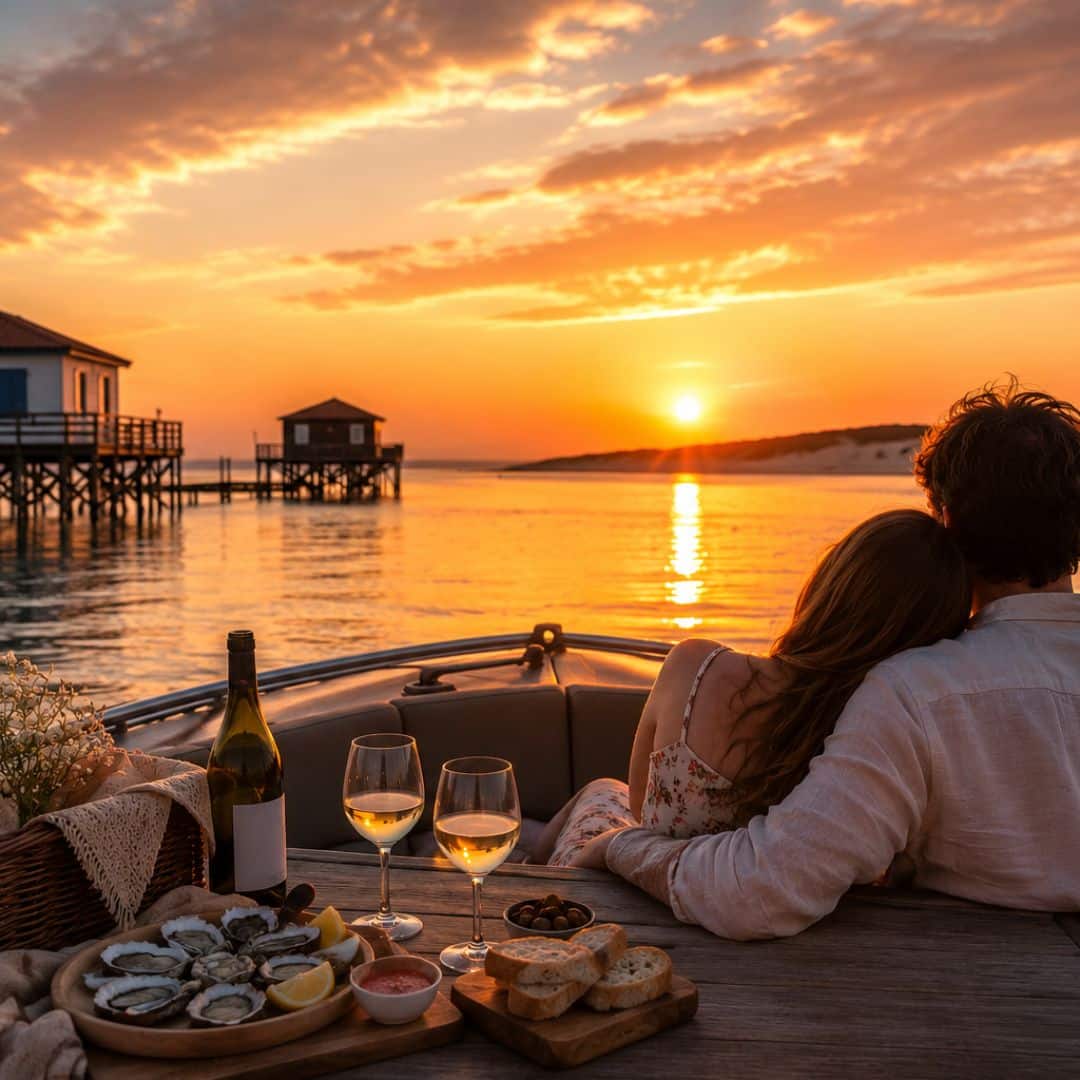 Une balade romantique sur le Bassin d’Arcachon nos idées pour un moment à deux Vivez une balade romantique sur le Bassin d'Arcachon : sortie en bateau, pique-nique gourmand, coucher de soleil et idées pour un week-end romantique inoubliable.